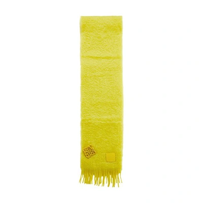 Shop Loewe Mohair Brooch Scarf In Yellow
