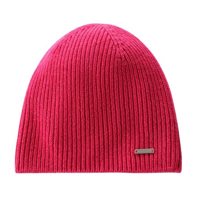 Shop Woolrich Cashmere Ribbed Beanie In Bright Beet