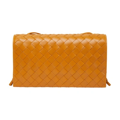 Bottega Veneta Mini Intrecciato Leather Handbag In Cob Gold