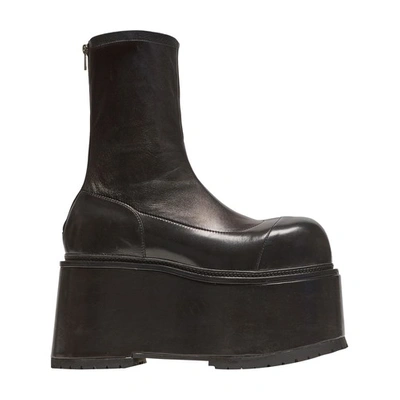 Shop Balmain Leather Platform Boots In Noir