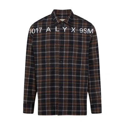 Shop Alyx Plaid Logo Shirt In Brown Black