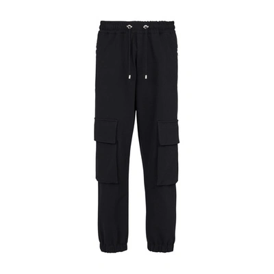 Shop Balmain Cotton Cargo Trousers In Noir