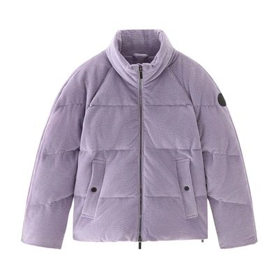 Shop Woolrich Minehart Corduroy Puffer Jacket In Lilac Dawn