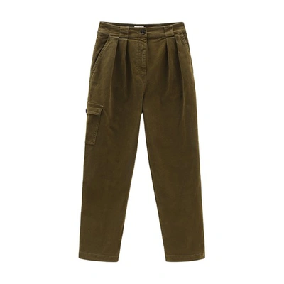 Shop Woolrich Cotton Twill Pant In Earth Green