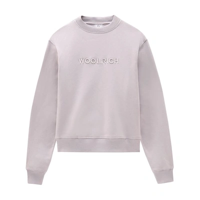 Shop Woolrich Logo Fleece Sweatshirt In Cloud Lilac