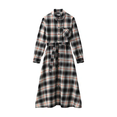 Shop Woolrich Light Check Dress In Flame Black Check