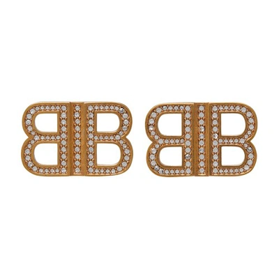 Shop Balenciaga Bb 2.0 Xs Earrings In Gold Crystal