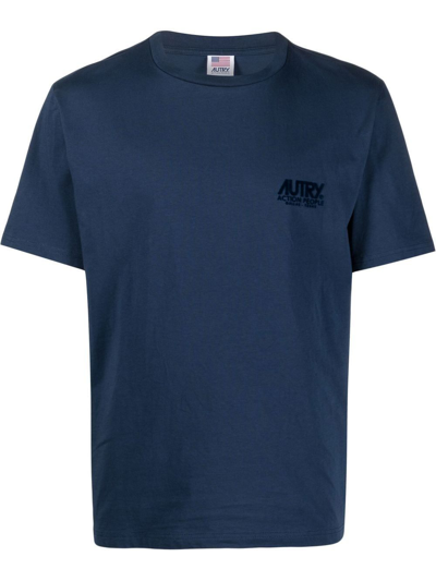 Shop Autry Men's Blue Cotton T-shirt