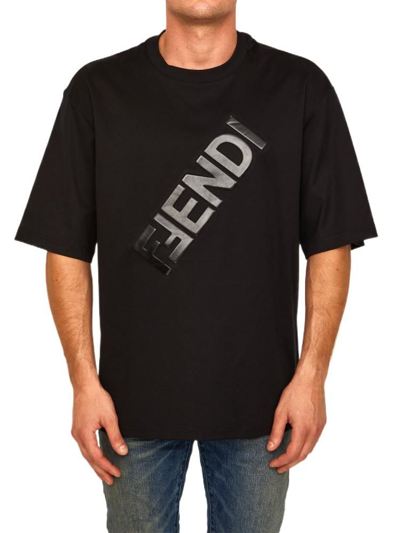 Shop Fendi Men's Black Other Materials T-shirt