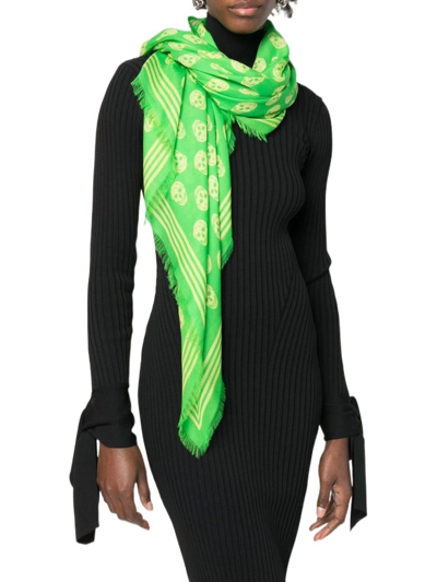 Shop Alexander Mcqueen Women's Green Modal Scarf