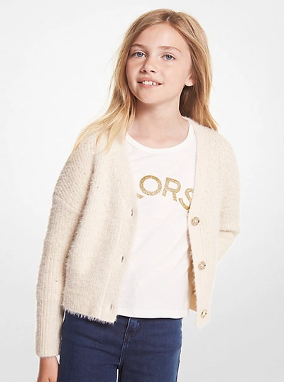 Shop Michael Kors Sequined Knit Cardigan In Natural