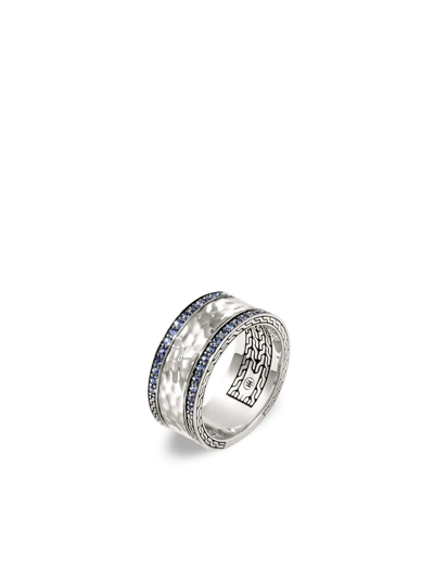 Shop John Hardy Palu 10mm Sapphire Pavé Band Ring In Silver