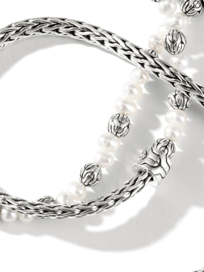 Shop John Hardy Classic Chain 3.5mm Double Wrap Freshwater Pearl Bracelet In Silver
