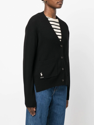 Shop Polo Ralph Lauren Button-up Knitted Cardigan In Schwarz