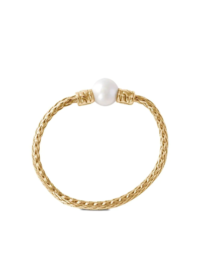 Shop John Hardy 18kt Yellow Gold Classic Chain Freshwater Pearl Band Ring