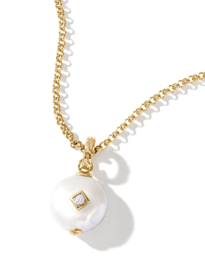 Shop John Hardy 18kt Yellow Gold Freshwater Pearl And Diamond Pavé Charm