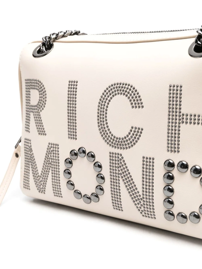 Shop John Richmond Logo-embellished Shoulder Bag In Nude