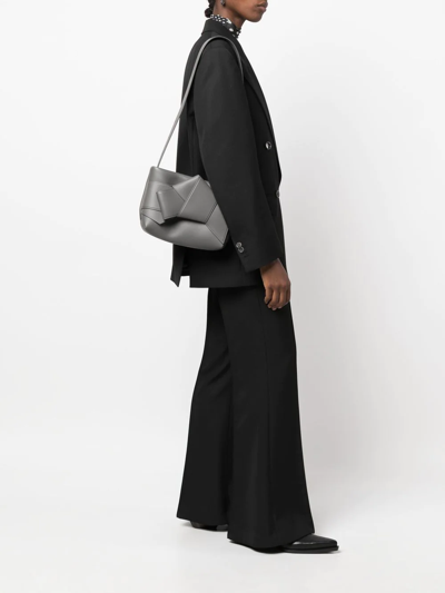 Shop Acne Studios Musubi Knotted Shoulder Bag In Grey