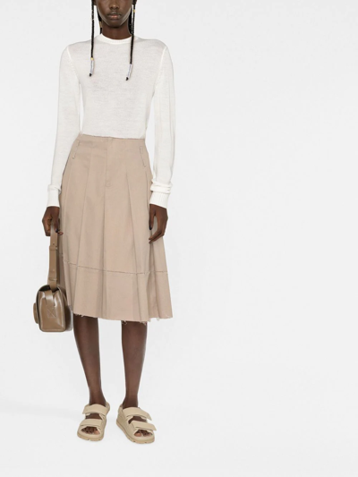 Jil Sander Embroidered Logo Cropped Jumper In Nude
