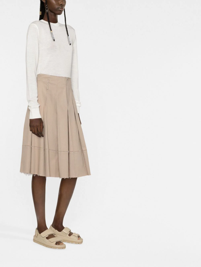 Jil Sander Embroidered Logo Cropped Jumper In Nude