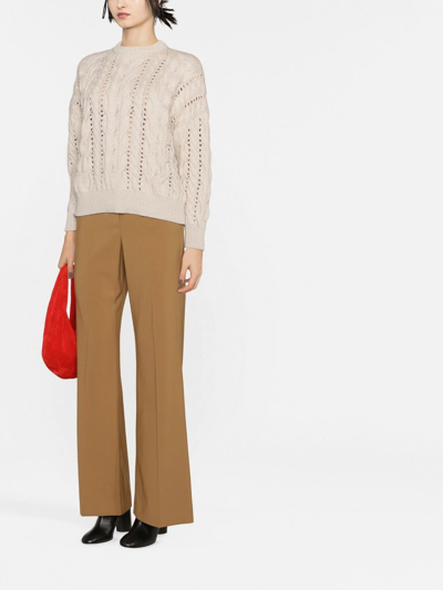 Brunello Cucinelli Openwork Cable-knit Jumper In Neutrals