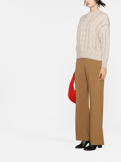 Brunello Cucinelli Openwork Cable-knit Jumper In Neutrals