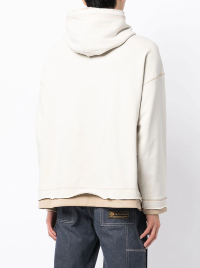 Five Cm Contrast-stitch Drawstring Hoodie In Nude