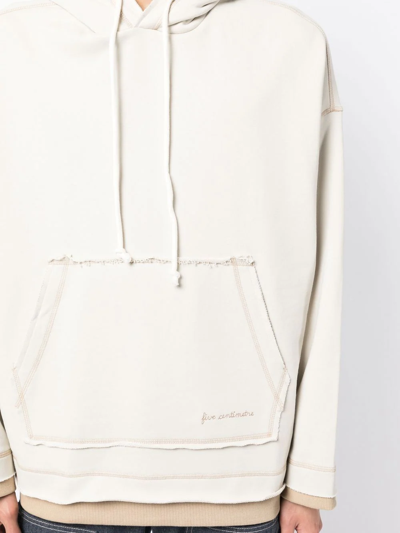 Shop Five Cm Contrast-stitch Drawstring Hoodie In Nude