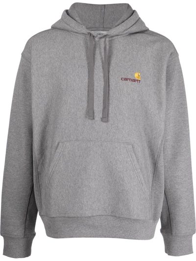 Carhartt Wip Hooded American Script Sweatshirt In Grau