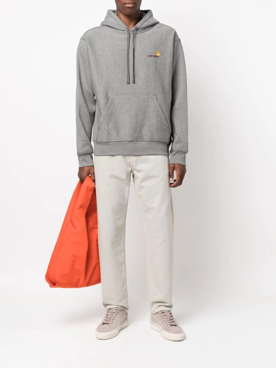 Carhartt Wip Hooded American Script Sweatshirt In Grau