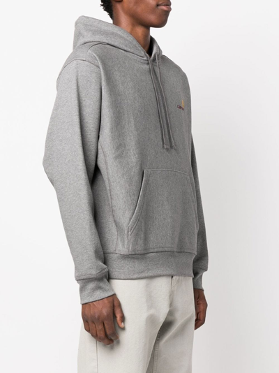 Carhartt Wip Hooded American Script Sweatshirt In Grau