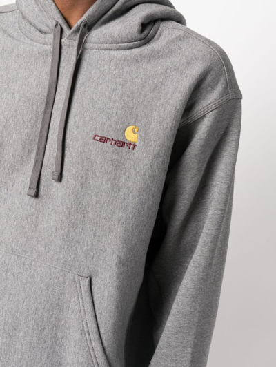 Carhartt Wip Hooded American Script Sweatshirt In Grau