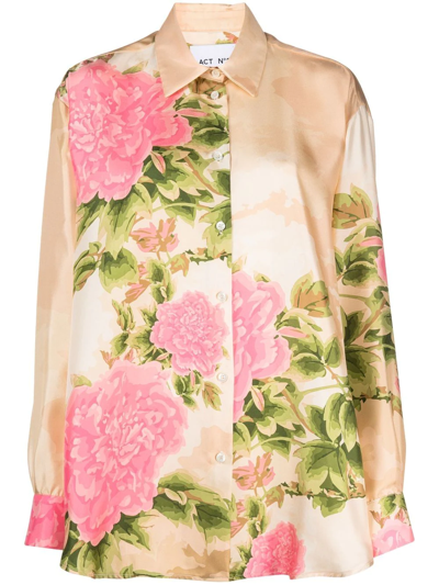 Shop Act N°1 Floral-print Silk Shirt In Neutrals