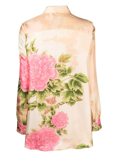 Shop Act N°1 Floral-print Silk Shirt In Neutrals