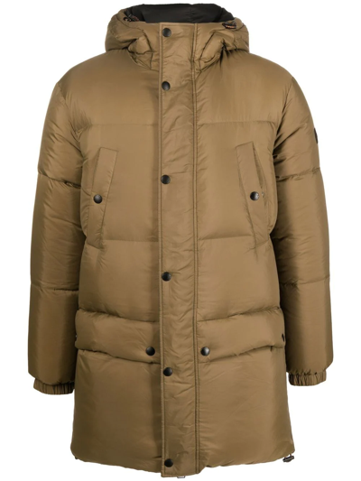 Shop Yves Salomon Hooded Feather-down Padded Coat In Grün