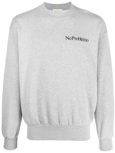 Shop Aries No Problemo Crew-neck Sweatshirt In Grau