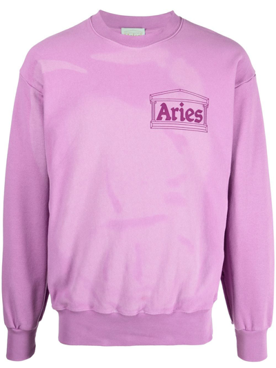 Shop Aries Chest-logo Crew-neck Sweatshirt In Rosa