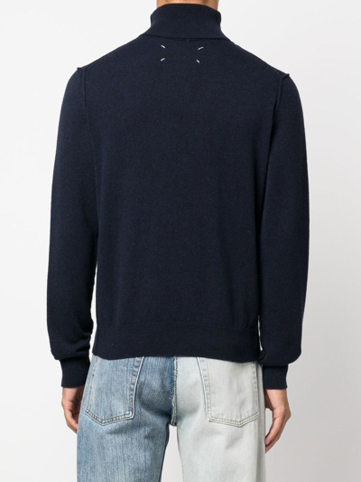 Shop Maison Margiela High-neck Cashmere Jumper In Blau