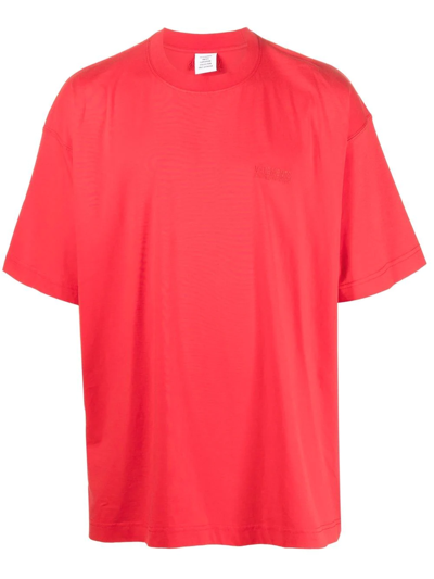 Logo-embroidered Cotton T-shirt In Rosso