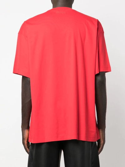Logo-embroidered Cotton T-shirt In Rosso