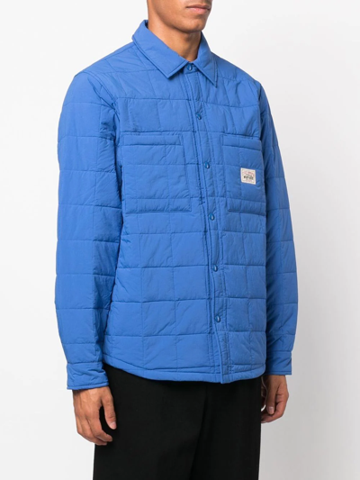 Shop Stussy Long-sleeve Front-button Jacket In Blue