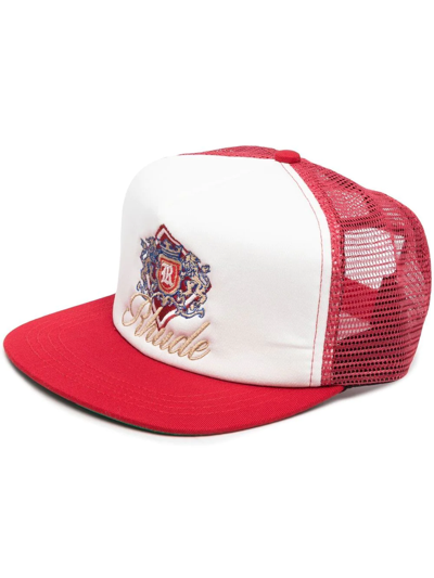 Shop Rhude Reds Embroidered-logo Trucker Cap In Rot