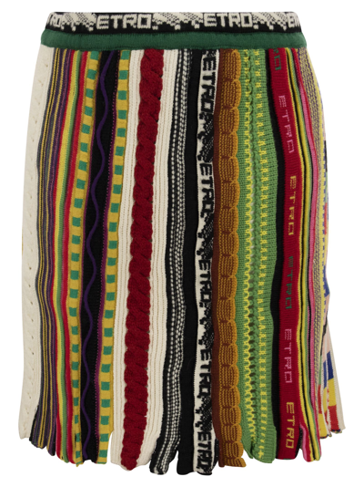 Shop Etro Rainbow Jacquard Knit Skirt In Multicolor
