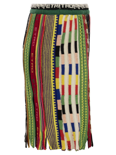 Shop Etro Rainbow Jacquard Knit Skirt In Multicolor