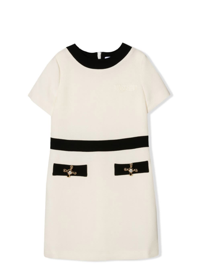 Shop Moschino Dress With Embroidery In White