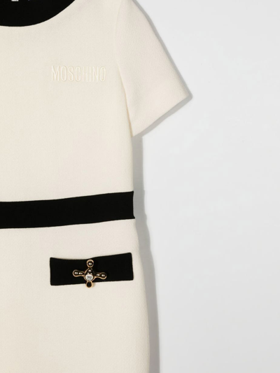 Shop Moschino Dress With Embroidery In White