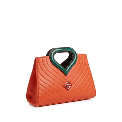 Shop Casablanca Paris Evening Leather Handbag In Orange