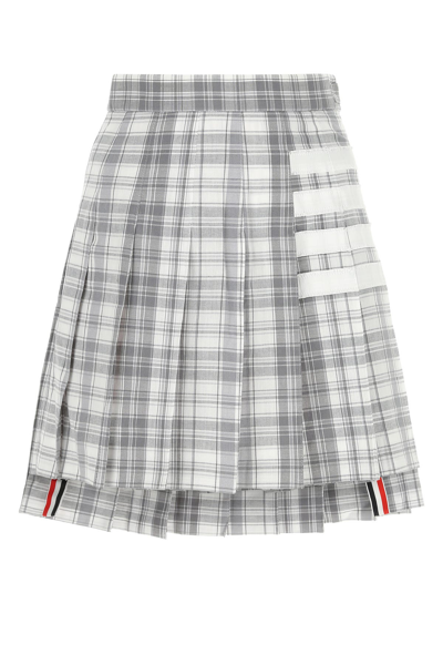 Thom Browne Embroidered Cotton Mini Skirt Checked Donna 38 In Multicolor |  ModeSens