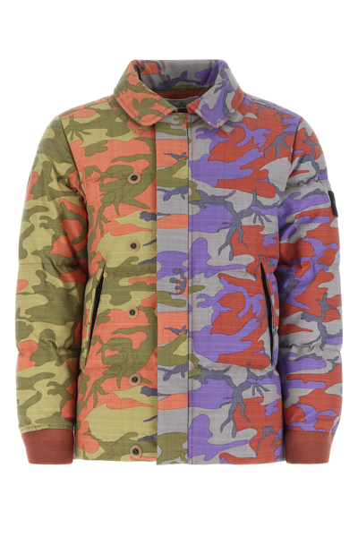 Stone Island Multicolor Heritage Camo Down Jacket In Red | ModeSens