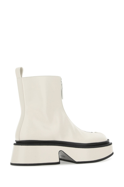 Jil Sander Ivory Leather Ankle Boots White Donna 39 | ModeSens